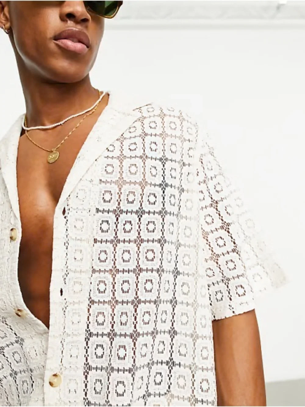 ASOS White Crochet Cover-Up Shirt - Women's Swim